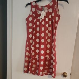 Vivante Red Polka Dot Sleeveless Dress